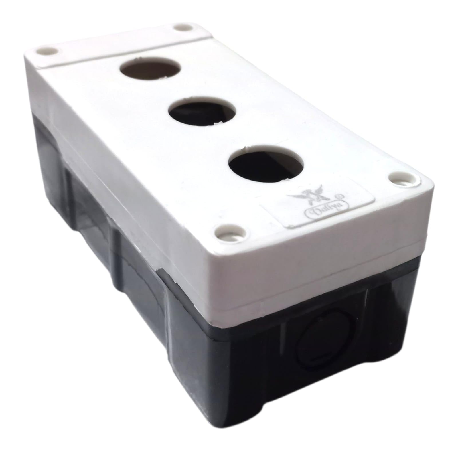3 Way Push Button Box, PVC, White and Black, Wall Mount Control Station, 22mm, 3 Hole, Industrial-image-44