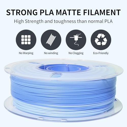 Image of RAMBERY Matte Rainbow Printer Filament Multicolor 3D Printing Accessories Neatly Wound, 1.75mm 1kg(2.2lb), Matte Rainbow Blue-White