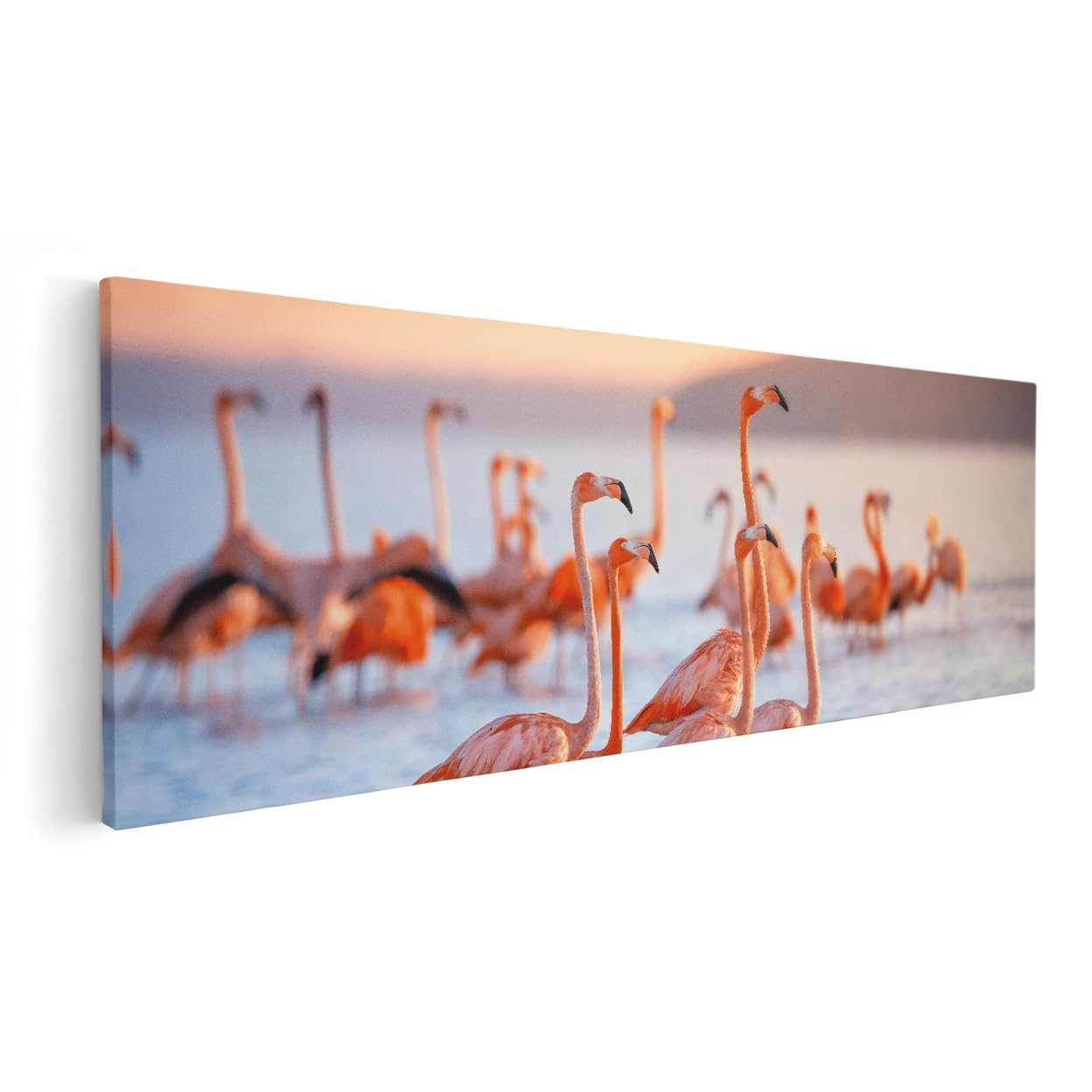 Artaza Cuadros Decoración Salón Modernos Flamencos - 90x30 cm - Cuadros Decorativos Animales - Decoración Pared Hogar - Lienzos Playa - Rosa