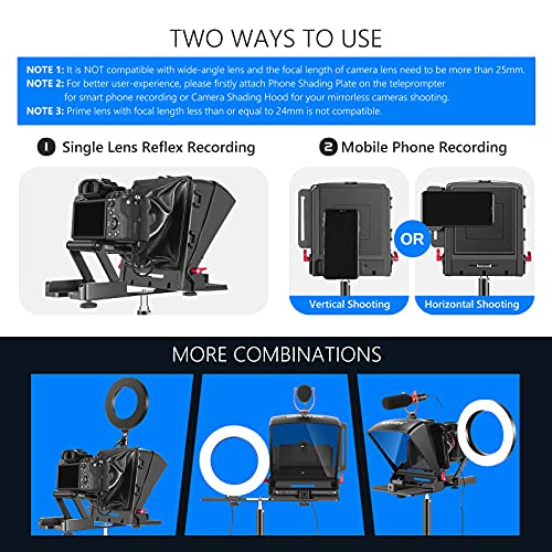 Neewer X1 Mini Teleprompter, 8" Tragbarer Teleprompter für iPad Tablet Smartphone DSLR-Kameras mit Fernbedienung, App-kompatibel mit iOS/Android für Online-Unterricht/Vlogging/Live-Streaming - Image 5