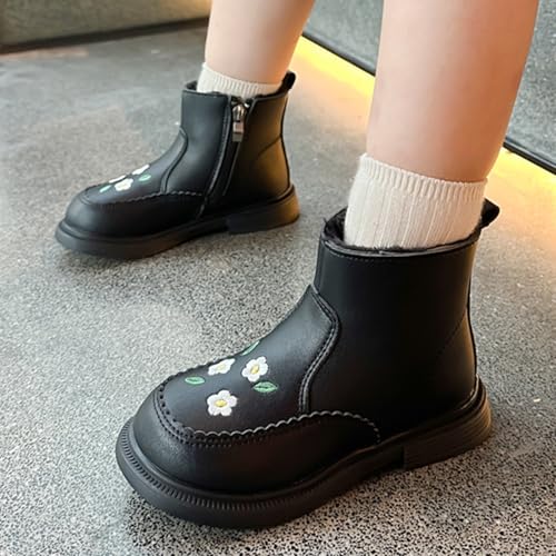 Girls Kids Side Zipper Faux F𝐮r Ankle Boots Girls Fashion Boots For Girls Girls Low Heel Side Zipper Ankle Booties2