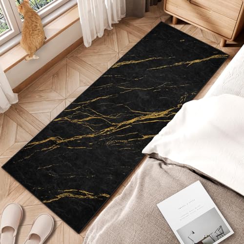 Tapete corredor ArtSocket Marble Black Gold 2'x6' miniatura 5