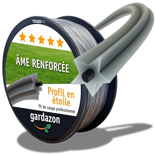 Gardazon Fil de débroussailleuse 3mm renforce 100m (en étoile) - Attention - Extrêmement Tranchant - Fil Coupe Bordure - Fil pour Rotofil - Bobine de Fil...