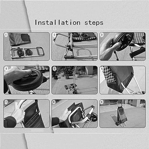 Tragbarer Einkaufstrolley mit Rollen für Reisen und Lebensmittel, faltbarer Gepäckwagen mit Einkaufstasche – Bild 7