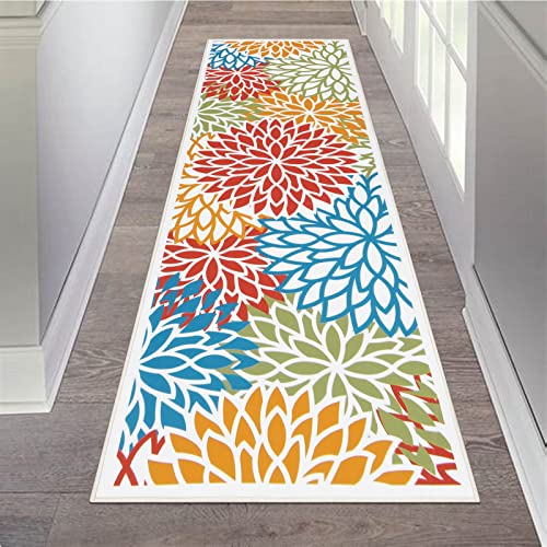 Hebe Medallion Floral Area Rug Runner 2'X6' Non Slip Washable Runner Rugs For Laundry Kitchen Floor Hallways Entryway Indoor Accent Distressed Throw Rugs Floor Carpet Laundry Room Rug Mat #TOP15