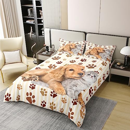 Parure de lit Coton Ensemble Housse de Couette Chat Chien de Qualité - 4
