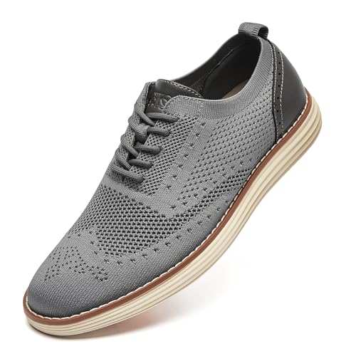 Men's Mesh Dress Sneakers Casual Oxford Shoes Lightweight Walking Shoes Breathable Wingtip Shoes Knit Brogue Sneakers