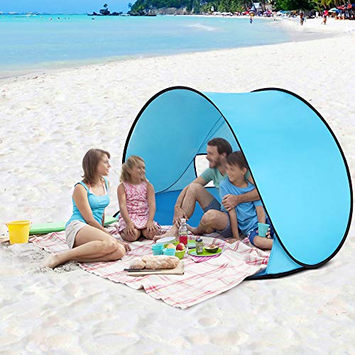 Walmeck- Instant Pop Up Tent Baby Beach Tent Cabana Portable Anti UV Sun Shelter for Camping Fishing Hiking