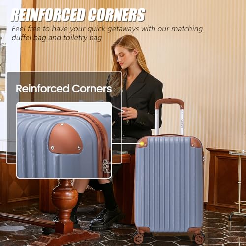 Image of Cosbarn Luggage Sets 5 Piece Suitcases with Wheels, Suitcase Set ABS Hard Case Luggage with TSA Lock Spinner Wheels Durable Travel Luggage
