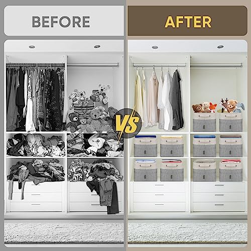 Baleine 3 Pack Fabric Storage Bins Storage Basket Closet Shelf Organizer For Closet Organizing thumb #5
