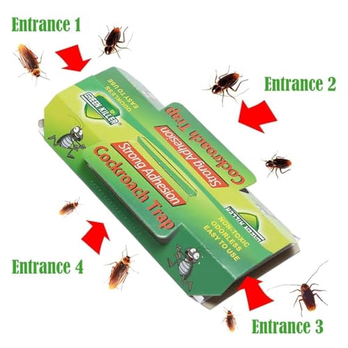 Image of Cockroach Trap Strong Adhesion (10 PCS) - Non-Toxic Odorless Roach Glue Traps for Kitchen, Bathroom & Home - Easy to Use Pest Control Sticky Trap (Green)