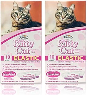Alfapet Cat litter box liners, Elastic bags liners, 20 Count For Large, X-Large, Giant, Extra-Giant Size litterbox- With Sta-Put Technology for Firm, Easy Fit- Quick + Clever Waste Cleaners, Pack of 2