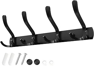 Black Wall Mounted Coat Rack with 4 Triple Hooks Wall Mounted Coat Rack Modern Minimalist for Behind the Door, Entrance, Bathroom, Bedroom and Kitchen