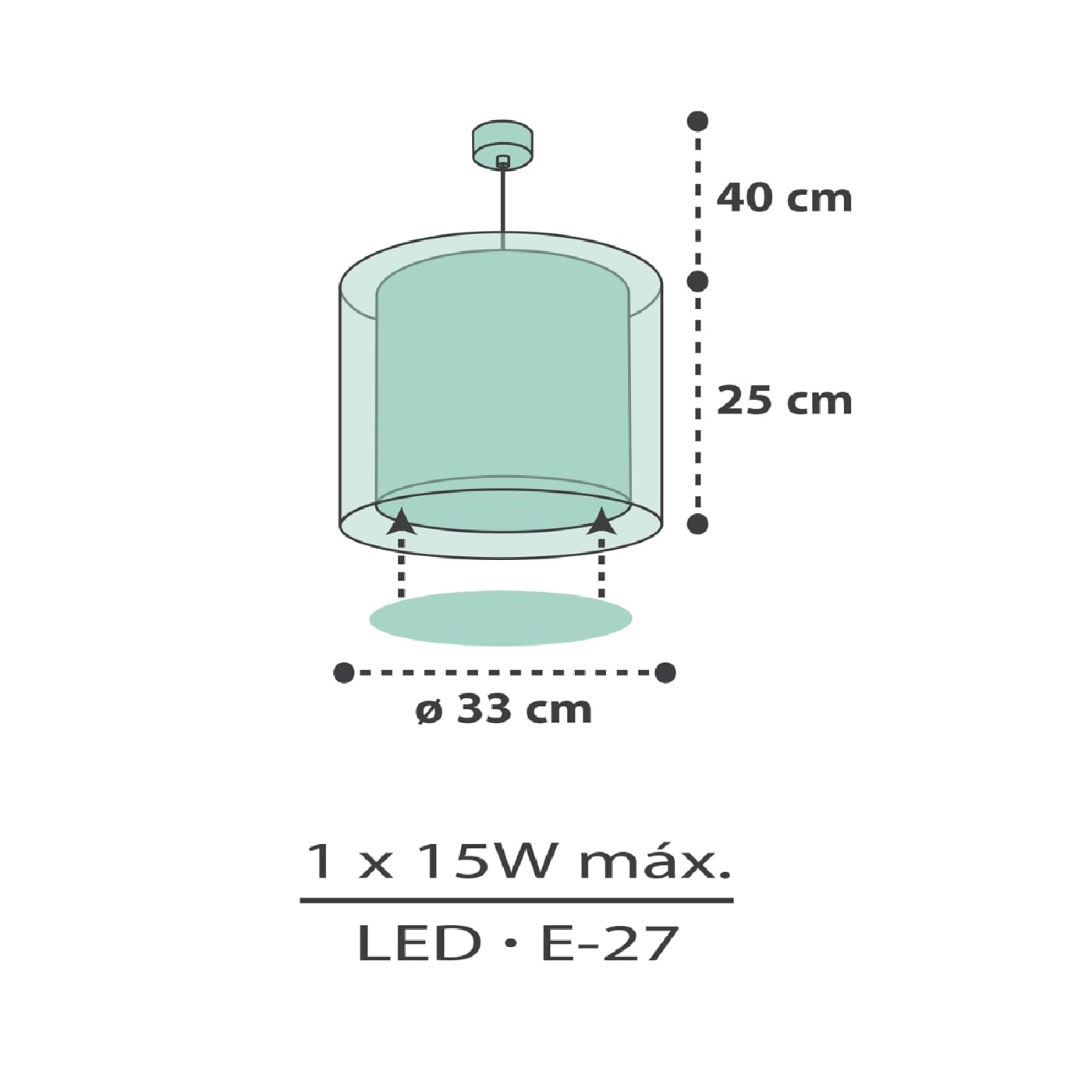Dalber Lámpara Techo Colgante Infantil Clouds Nubes Verde Mint 41412MH E27 | Incluye difusor de luz inferior extraible; Habitación niños; lámparas infantiles