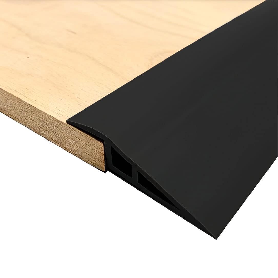 Vinyl-Door-Transition-Threshold-Strip, 36 in Floor/Carpet-to-Tile-Transition-Strip Reducer, Doorway Edge Trim for Laminate Floor Mat Vinyl Tile (Black, 36 in)