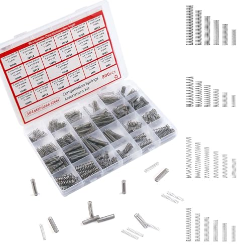 Compression Springs 300Pcs assorted springs 304 Stainless Steel Small Spring Set for DIY Home Automotive Repairs (23 Different Sizes)