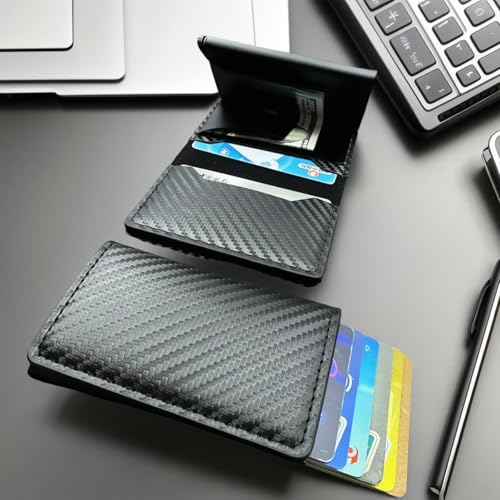 Men Wallet,with Money Clip 10 Cards Metal,RFID Shielding Anti-Theft Credit Card Aluminum Alloy Card Holder,Metal Men's Multi-Card Slot Wallet(Black)2