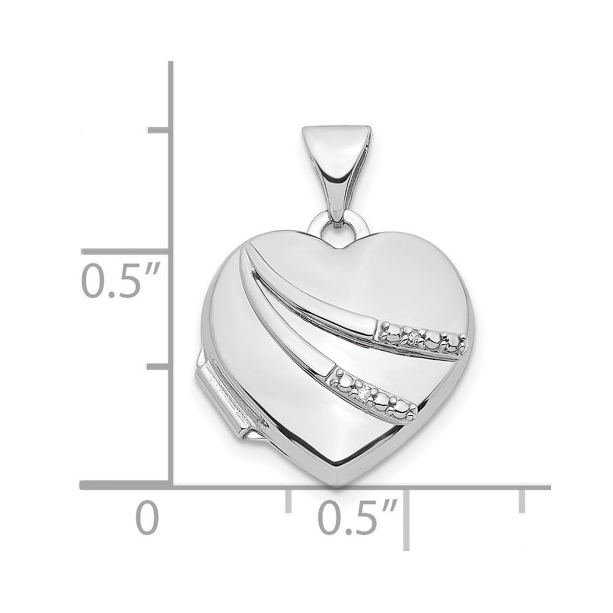 Halskette mit Anhänger aus 14 Karat Weißgold, 0,01 Karat Diamant, 15 mm, Herzform, Foto-Medaillon, Schmuck für Damen, One Size, Diamant Edelstein Gold, Diamant