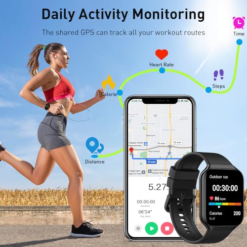 Smart Watch for Men Women Answer/Make Calls, 1.96" HD Smartwatch, Fitness Watch with Heart Rate/Sleep Monitor/Pedometer, 110+ Sports Activity Trackers, IP68 Waterproof Fitness Tracker for iOS Android - Image 5