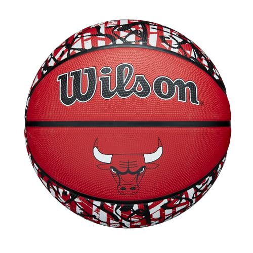 Wilson Ballon de Basketball Graffiti de l'équipe de la NBA – Chicago Bulls, Taille 17,8–74,9 cm
