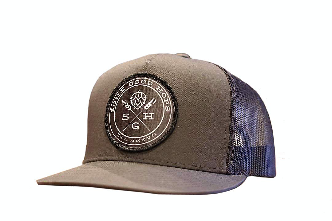 Some Good HopsCharcoal Grey Hat with Black Logo Circular Patch - Craft Beer Inspired Apparel Snapback