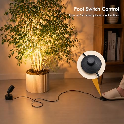 Image of 2 Pack LED Spotlights Indoor, 5W Plants Uplighting with Remote Control Dimmable & Timer, Uplights Indoor Floor Spot Lights for Picture, Artwork, Accent Stick on Wall Light with 5.9 FT Plug Cord