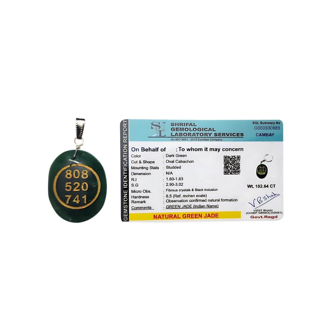 Jade Angelic Symbol Pendant with Numbers 808 520 741, Certified, Zibu Wealth symbol-image-32