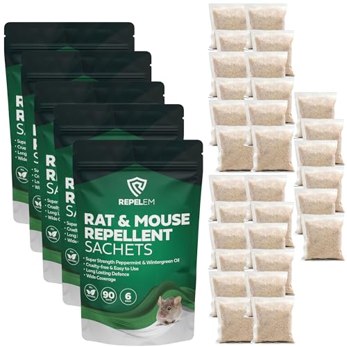 REPELEM Rat & Mouse Repellent Peppermint Oil Sachets - Natural Mice Repellent & Rat Deterrent for Homes, Cars & Caravans, Long-Lasting Cruelty-Free Rat Poison Alternative (30 Sachets) option