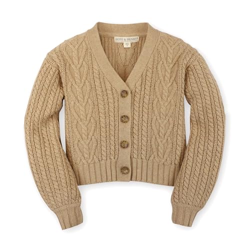 Image of Hope & Henry Girls' Long Sleeve Fancy Cardigan Sweater with Stripe Trim