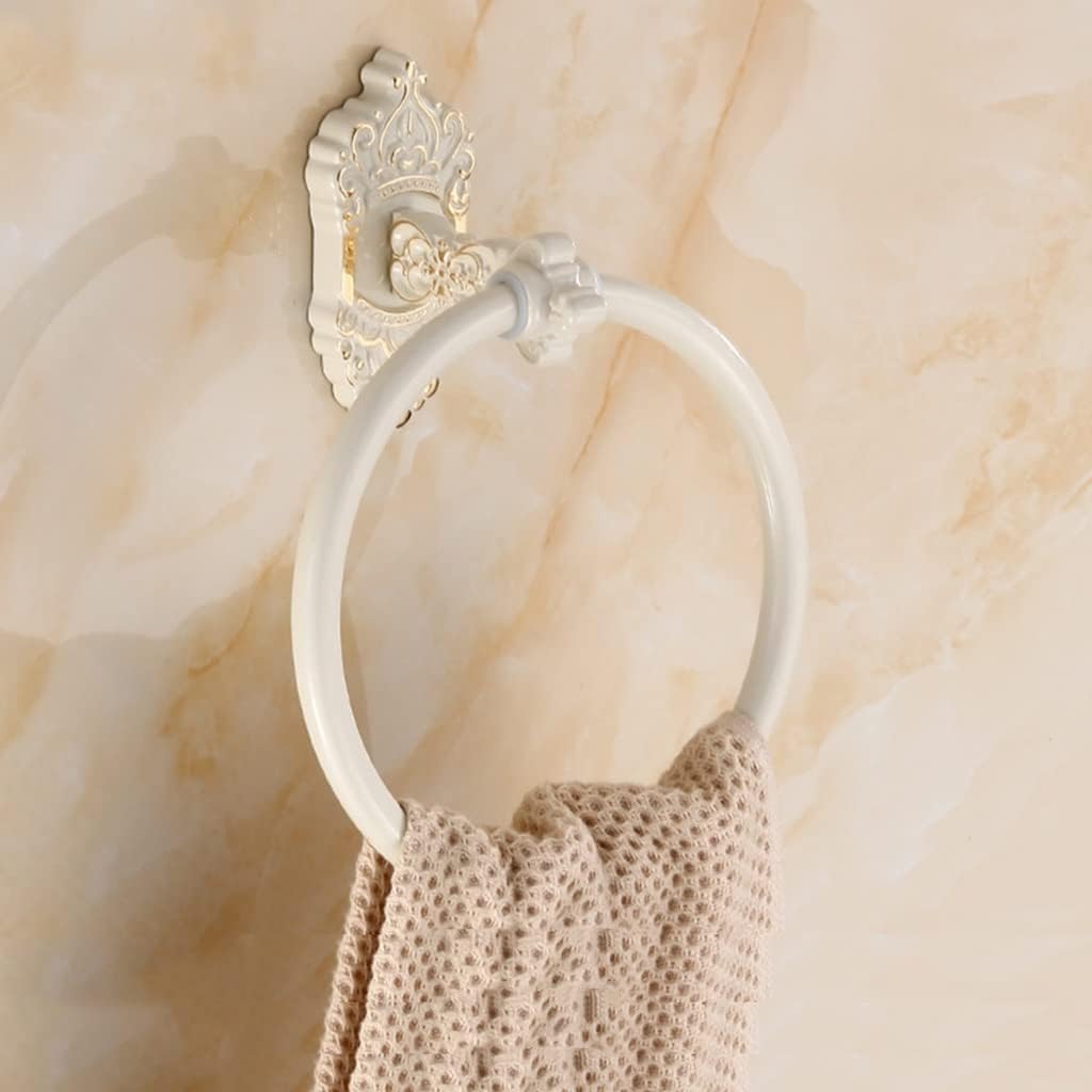 Bathroom Towel Ring, Ivory White Towel Bathroom Towel Rack, Bathroom Hand Towel Holder Round Towel Hanger Wall Mount Bathroom