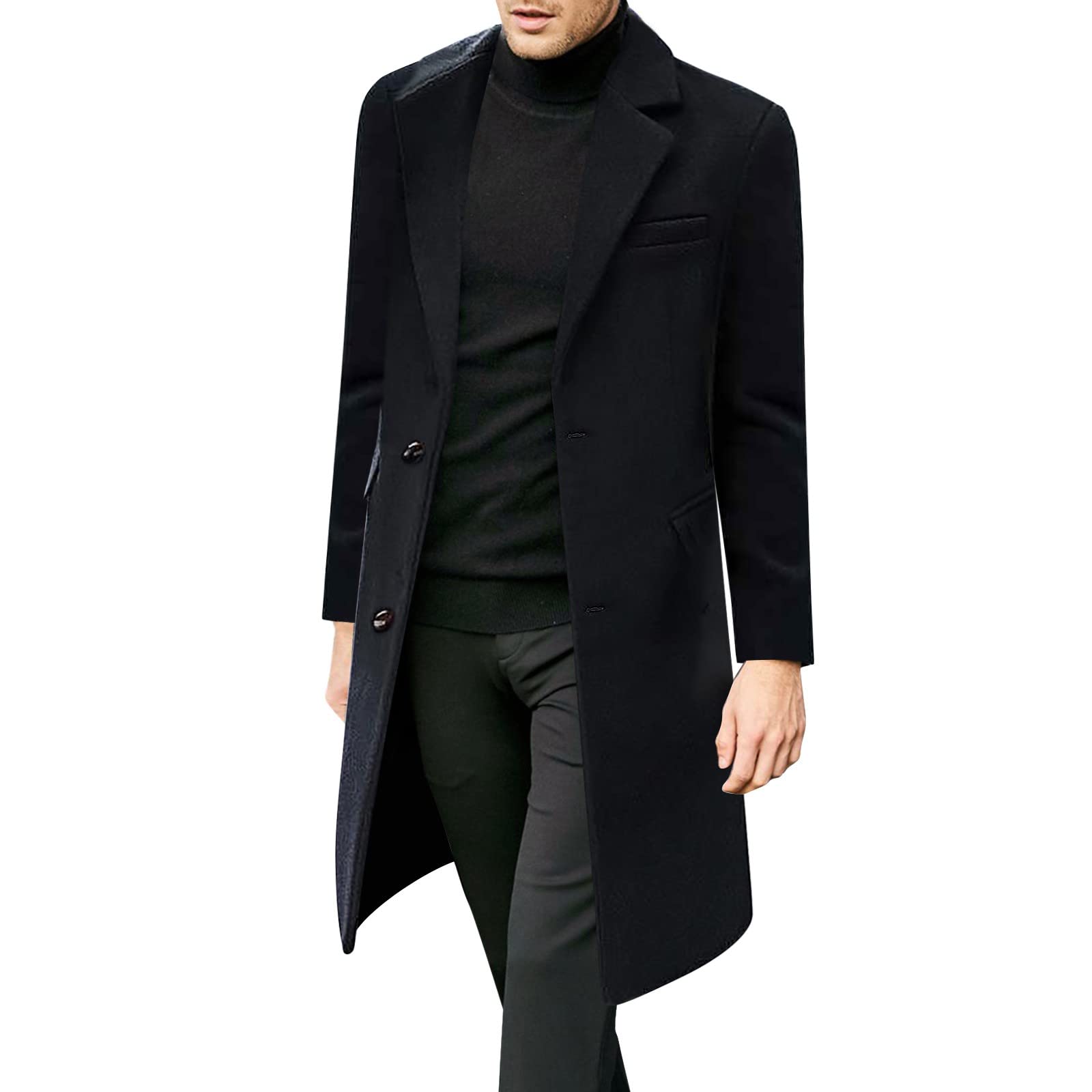 Fulidngzg Cappotto Uomo Invernale Lungo In Lana Cotone Con Colletto E Bottoni Giacca Primaverile Elegante Vento Caldo Trench Casual Leggero Mezza Stagione Per Lavoro