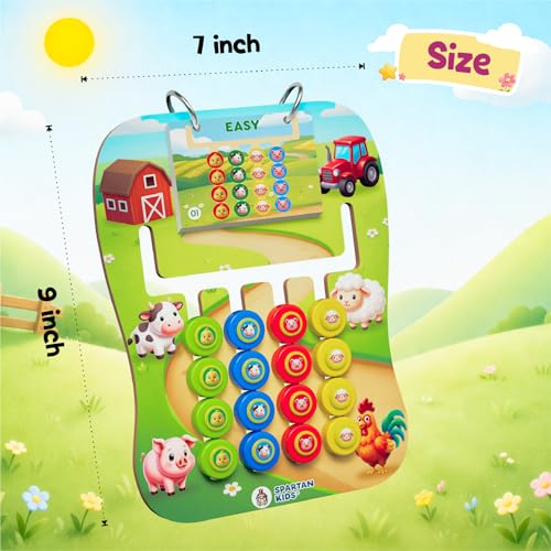 Image of Spartan Kids Fun Farm Coder Color Matching Board Game, Baby Toys Farm Animals Pattern Play, Montessori Learning Game for Boys, Kids Games Gift for 3 Year Boy