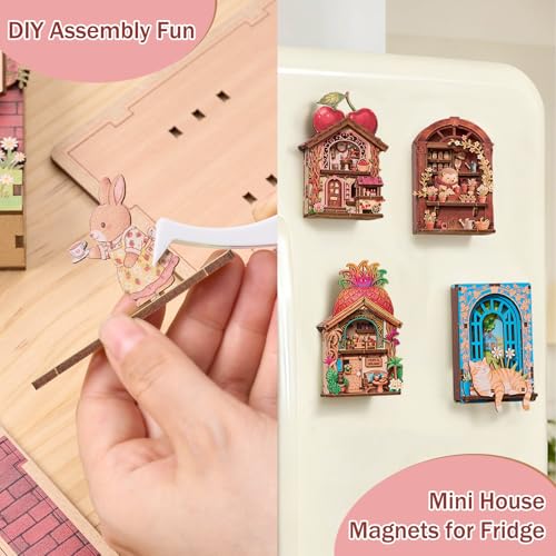 Imán decorativo puzzle 3D de madera para refrigerador miniatura 2