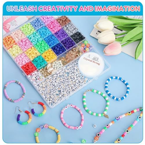 Image of DARK MAGISTER Kids Bracelet Making Kit with Colorful Beads, Rubber Bands, Charms and Tools - DIY Jewelry Craft Box for Children (Beads Set with Letter Cubes)