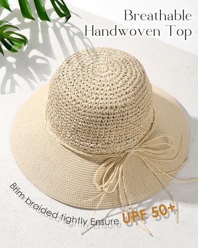 Sombrero de playa para mujer de verano de paja con ala ancha miniatura 2