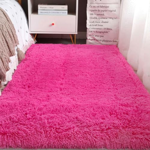 Mateju Alfombra Salon Grande Pelo Largo, Alfombras de Habitacion, Alfombras Peludas y Esponjosas Modernas Alfombra Interior Lavable Antideslizante Habitación (200x300cm,Rosa)