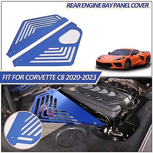 Image of Daeiclru Engine Bay Panel Cover Compatible with Chevrolet Corvette C8 2020-2023, Aluminium Engine Protector Splash Shield, Left Right Engine Case Guards (Blue)