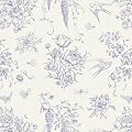 Froluya Floral Peel and Stick Wallpaper Vintage Contact Paper 16.9"x 118.1" Cream White and Blue Wallpaper Peel and Stick Floral Birds Self Adhesive Removable Wall Paper for Bedroom Bathroom Vinyl