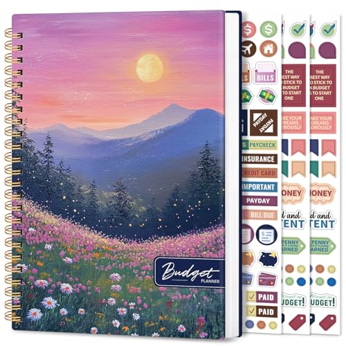 Aesthetic Budget Planner - Monthly Finance Planner with Expense Tracker, Undated Bill Organizer, Budget Notebook to Manage Your Finances, Account Budget Book - Twilight Bloom