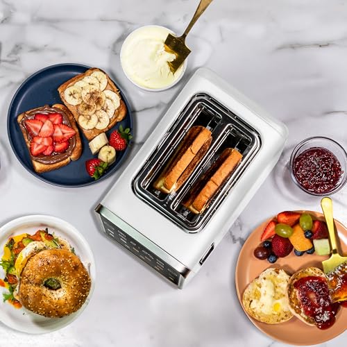 Image of Inspirex Touch Screen Toaster - 2 Extra Wide Slots - 5 Bread Types and 6 Browning Levels - Defrost, Reheat, Favorite, & Single Slot Modes - For Toast, Bagels, & Waffles - White