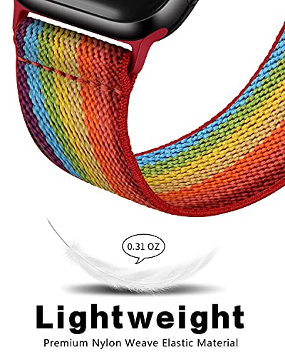 Image of AMANECER Stretchy Nylon Bands Compatible with Apple Watch Series 11 /10 /9 /8 /7 /6 /5 /4 SE 3 /2 /1, Adjustable Braided Elastic Sport Loop Rugged Straps for iWatch Women Men (Pride Rainbow, 38 /40 /41 /42MM)