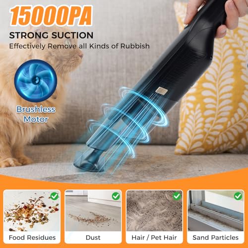 Image of Handheld Vacuum Cordless,Dust Busters Cordless with Storage Dock,15KPA High Power Portable Vacuum Vordless,USB Quick Charge,Mini Vacuum with Multi-Nozzles & Washable Filter,Black
