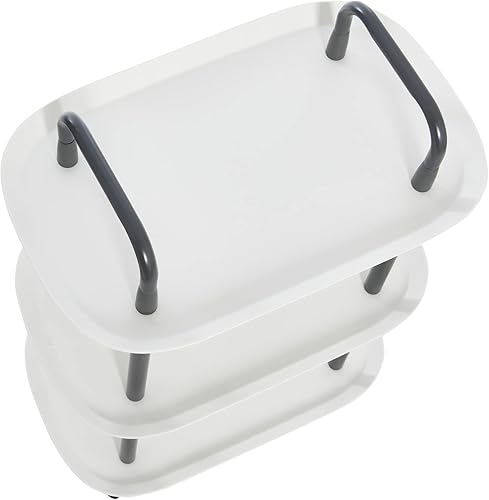 Miniatura 7 de Main + Mesa Carrito moderno de plástico y metal de 3 niveles, blanco y gris oscuro