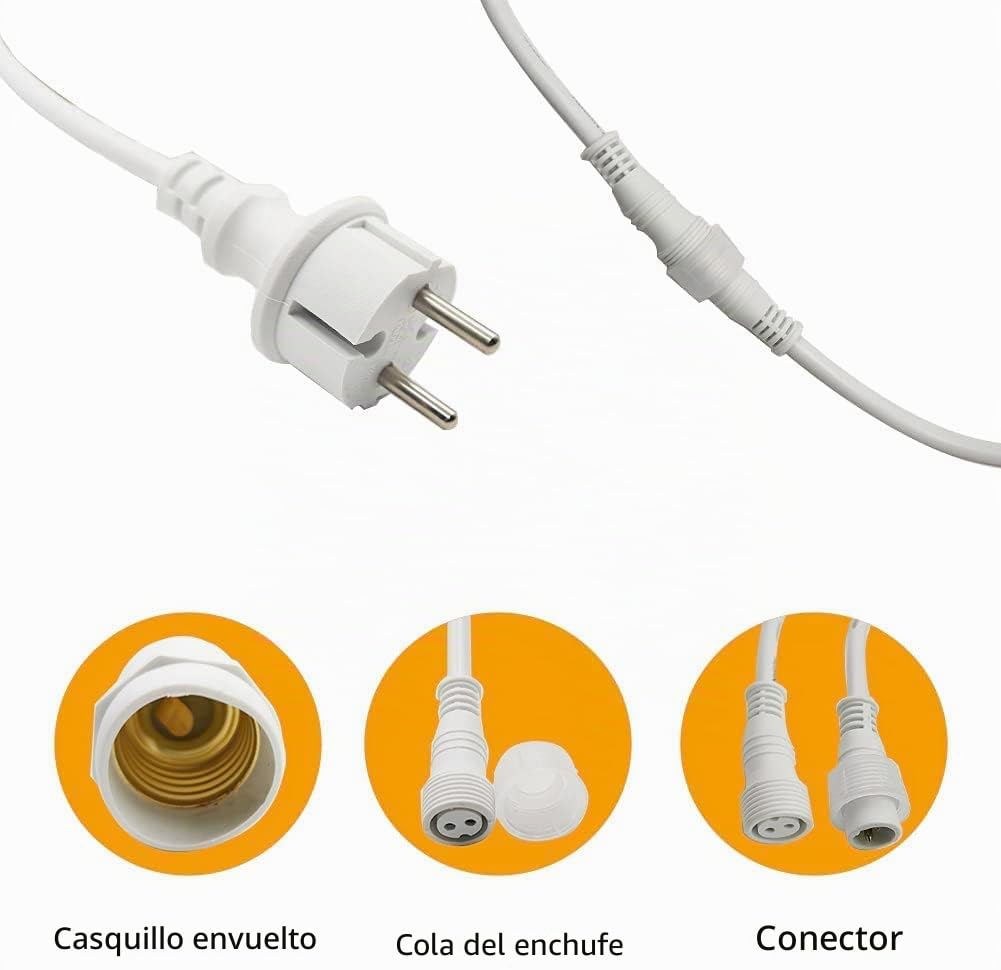 m MU Guirnalda Luces Exterior LED 15(3 * 5) Metros 30 Portalámparas Para LED E27 Negro Cable Impermeable Extensible Hasta 1000W IP54 Exterior Jardín Boda [Clase de eficiencia energética: A]