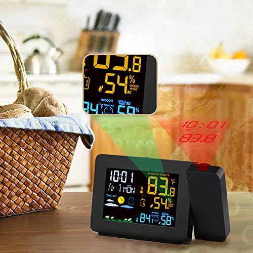 Projection Alarm Clock Weather Station, Protmex PT3391 WWVB Radio