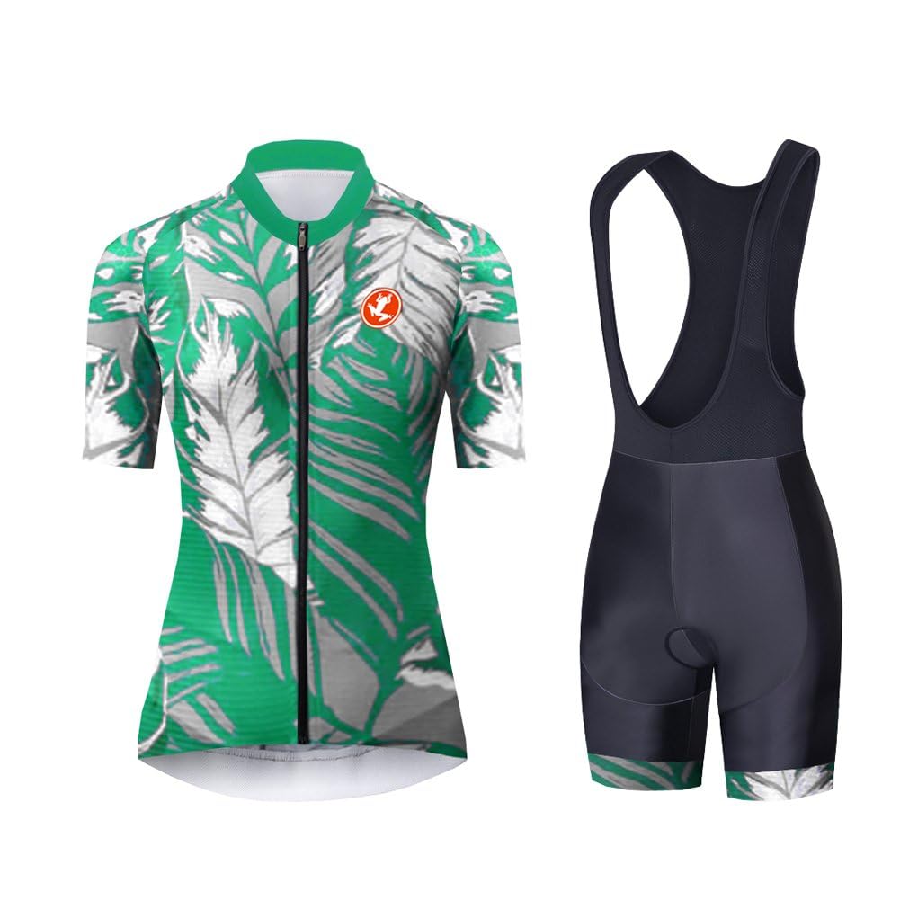 UGLY FROG Conjunto Ropa Ciclismo Mujer Verano Traje Bici MTB Manga Corta,Maillot Camiseta Ciclo y Culotte Tirantes con 19D Gel Acolchado,Completa Bicicleta Jerseys Transpirable Secado Ráido