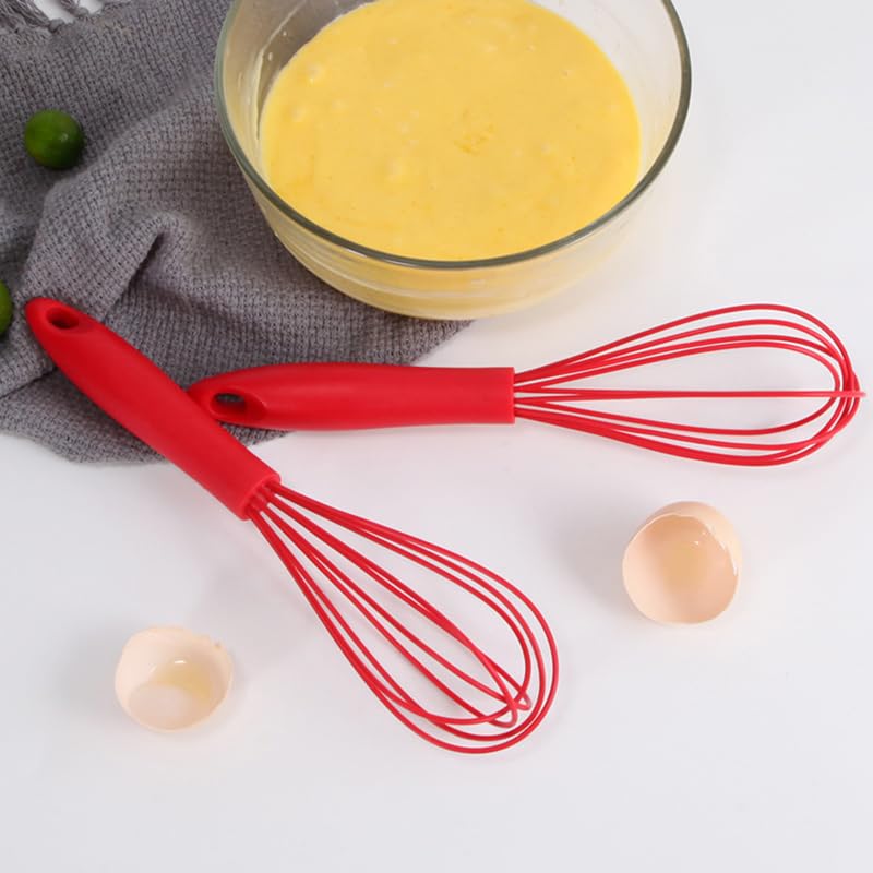 Ousyaah Silicone Whisk (6 Pcs), 10-Inch Whisks for Cooking, Heat Resistant Kitchen Whisks for Non-stick Cookware, Balloon-Head Egg Beater for Blending, Whisking, Beating, Frothing and Stirring, Red - Image 3