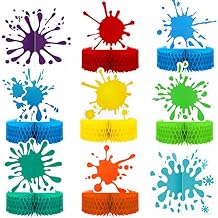 Epakh 9 Pcs الطلاء ترشيش قرص العسل القطع المركزية الملونة الفن الوحل الديكور 3 D اللوحة الجدول Toppers للفن الطلاء عيد ميلاد حزب الجدول الزينة