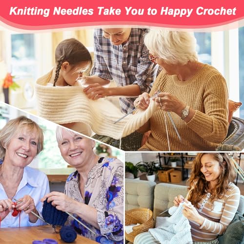 Image of Coopay 55pcs Double Pointed Knitting Needles Set, 2.0mm-6.5mm, Sock Knitting Needles, 20cm Metal DPN Shorties Knitting Needle for Socks Gloves Hats, Double Pointed Needles with Knitting Needle Gauge
