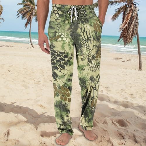 DuDubaby Baggy Sweatpants Men Men's Casual Beach Pants with Camo Print Drawstring Waist Loose Fit for Summer Vacation3